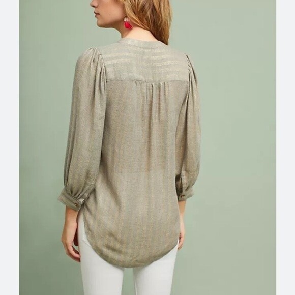 Anthropologie Akemi & Kin Itzel metallic button down blouse size 0 - Picture 2 of 10